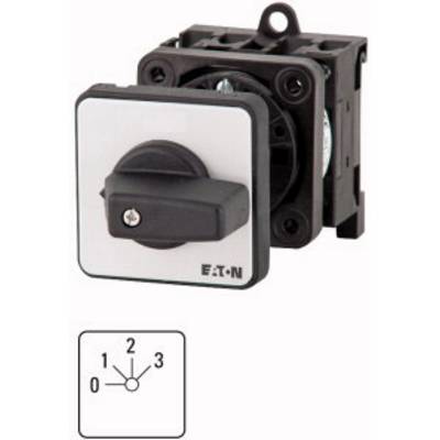 Switch with four positions (0, 1, 2, 3) by EATON, rectangular shape, in a black housing. For electrical control systems.