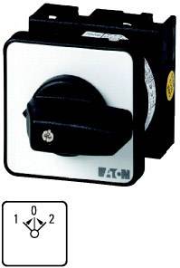 Three-position rotary switch, labelled '0', '1', '2'. Black front handle, mounted on rectangular plate.