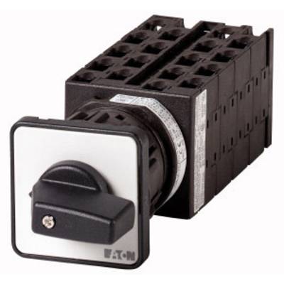 Black rotary switch with rectangular plate and knurled switch housing, marked with 'Eaton'.