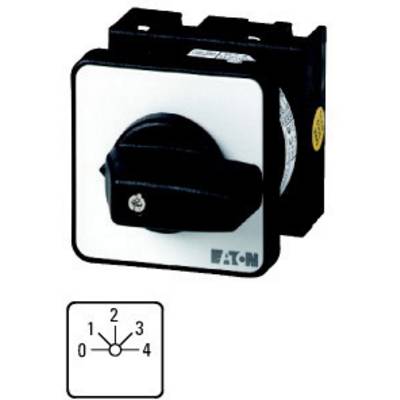 'Switch with rotary knob, four positions. Labelled with numbers 0 to 4. Brand name 'Eaton' bottom right on the front face.'