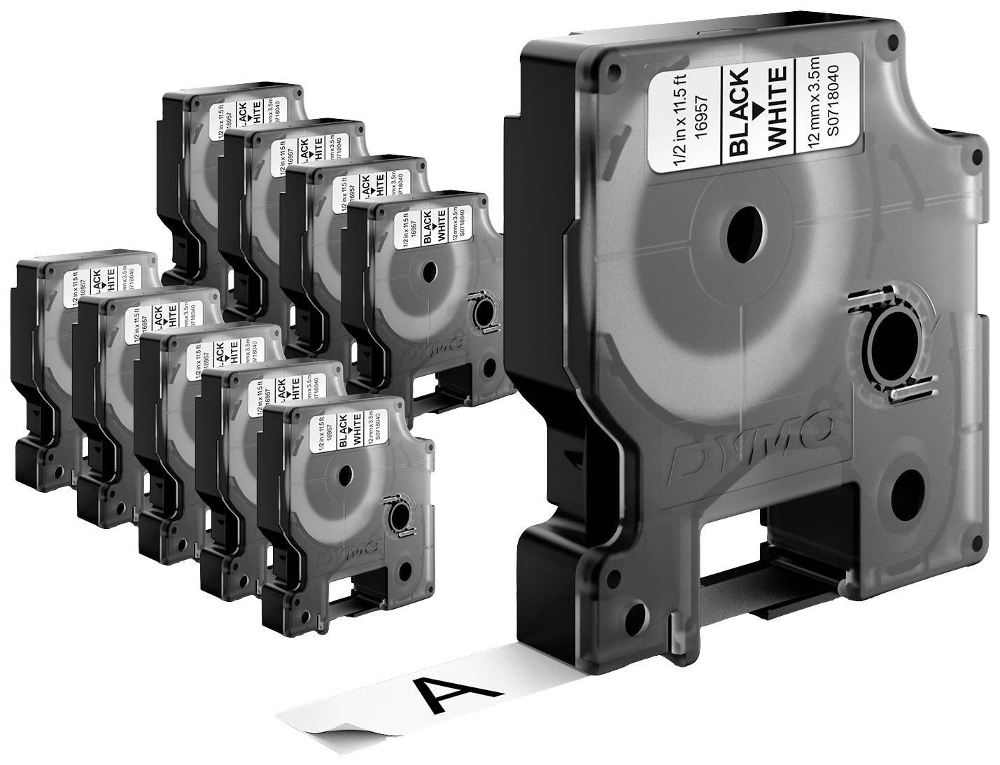 Labelling tape 10-piece set DYMO D1 2093096 Tape colour: White Font colour:Black 9 mm 7 m