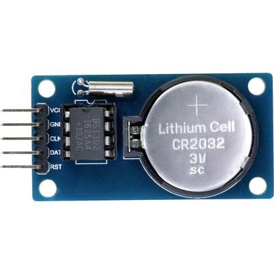 RTC Module with Battery and Four Connection Pins, labelled 'Lithium Cell CR2032 3V'. Used for timekeeping in devices.