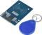An RFID card next to a blue RFID key fob on a white background.