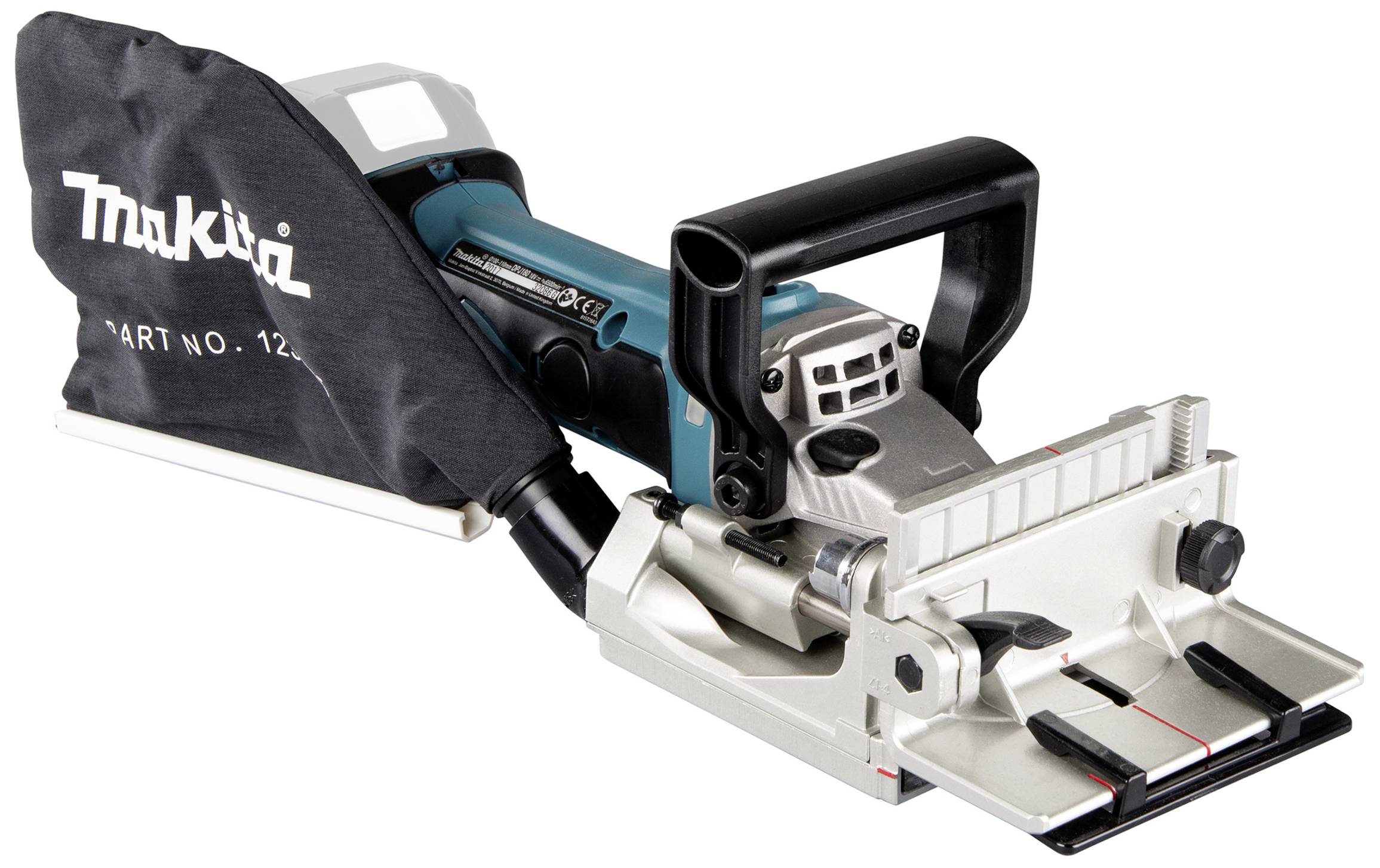 Electric-powered hand tool with handle and dust collector, used for precise cutting of grooves in wooden joints.