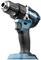 A cordless, blue and black power drill with an ergonomic handle and battery, suitable for various drilling tasks.
