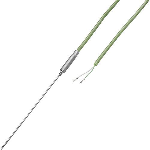 Thermocouple with green cable and two wires, suitable for temperature measurement in technical applications.