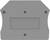 A grey rectangular metal plate with rounded corners and five drill holes.