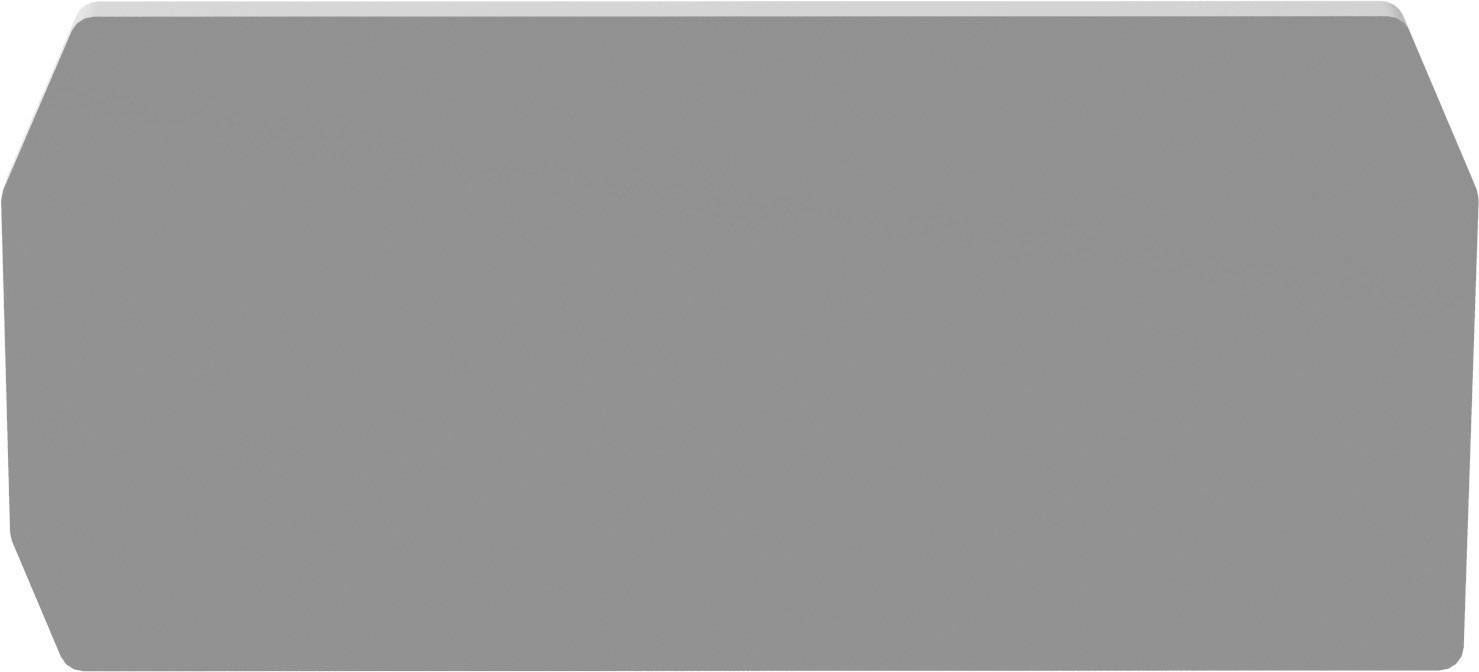 Grey, rectangular object with bevelled corners on a white background.