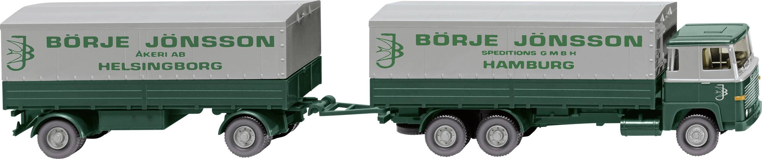 Image of Wiking 046001 H0 HGV Scania Flatbed trailer truck (Scania 111) Boerje Joensson