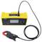 Yellow electrical measuring device with digital display and connected clamp sensor for precise voltage measurement.