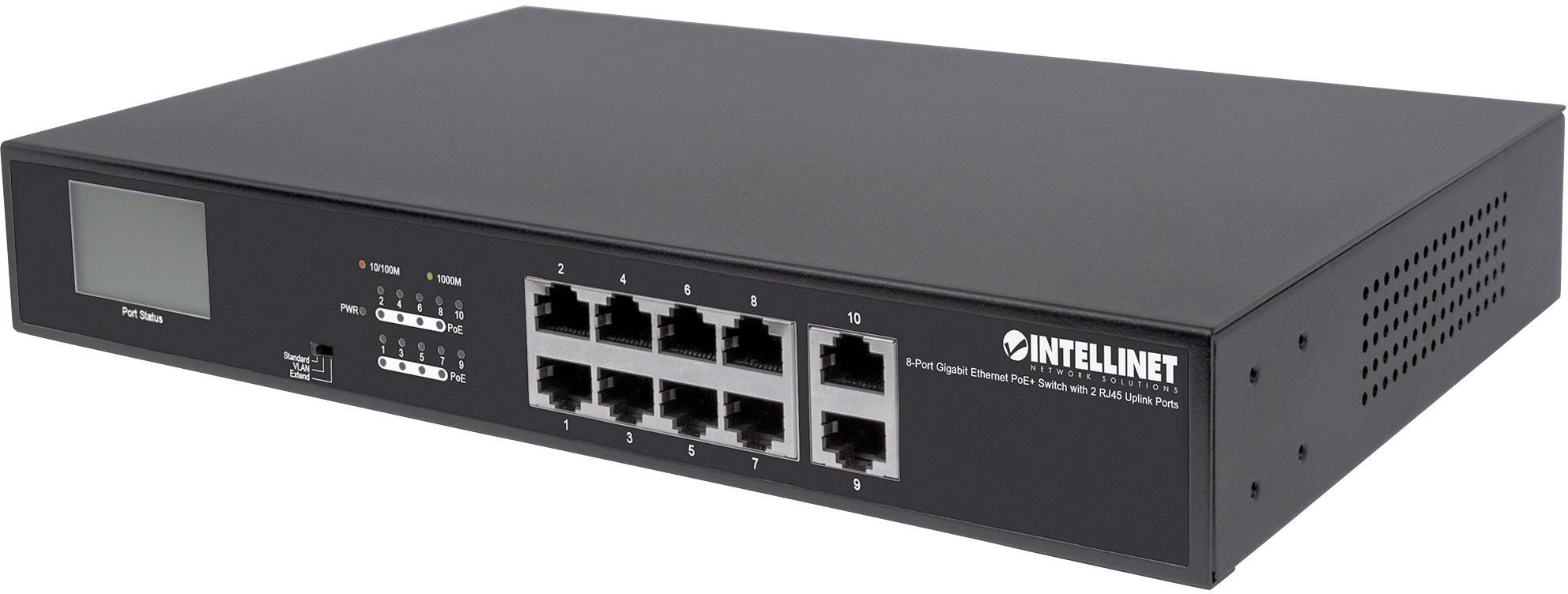 Intellinet 8 Port Gigabit Poe Switch Mit 2 Rj45 Uplink Ports Und Lcd Anzeige Poe Poe 130w 19 Rj45 Switch Box 1 Gbps Conrad Com