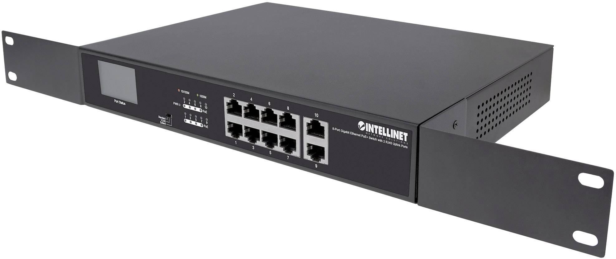 Intellinet 8 Port Gigabit Poe Switch Mit 2 Rj45 Uplink Ports Und Lcd Anzeige Poe Poe 130w 19 Rj45 Switch Box 1 Gbps Conrad Com