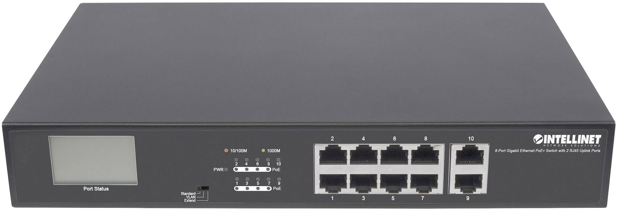 Intellinet 8 Port Gigabit Poe Switch Mit 2 Rj45 Uplink Ports Und Lcd Anzeige Poe Poe 130w 19 Rj45 Switch Box 1 Gbps Conrad Com