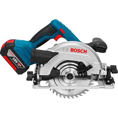A Bosch cordless circular saw with a sharp blade and ergonomic handle, suitable for precise woodcutting.