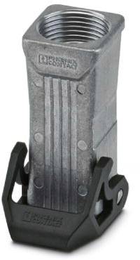 Metallic electrical connector element with a black housing. Used for connecting electrical components.