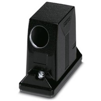 A black, rectangular plastic enclosure with a round opening at the front and a screw fastening at the bottom.