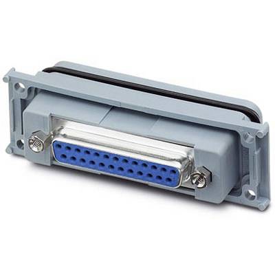 A parallel printer connection with a blue 25-pin plug, surrounded by a grey casing.