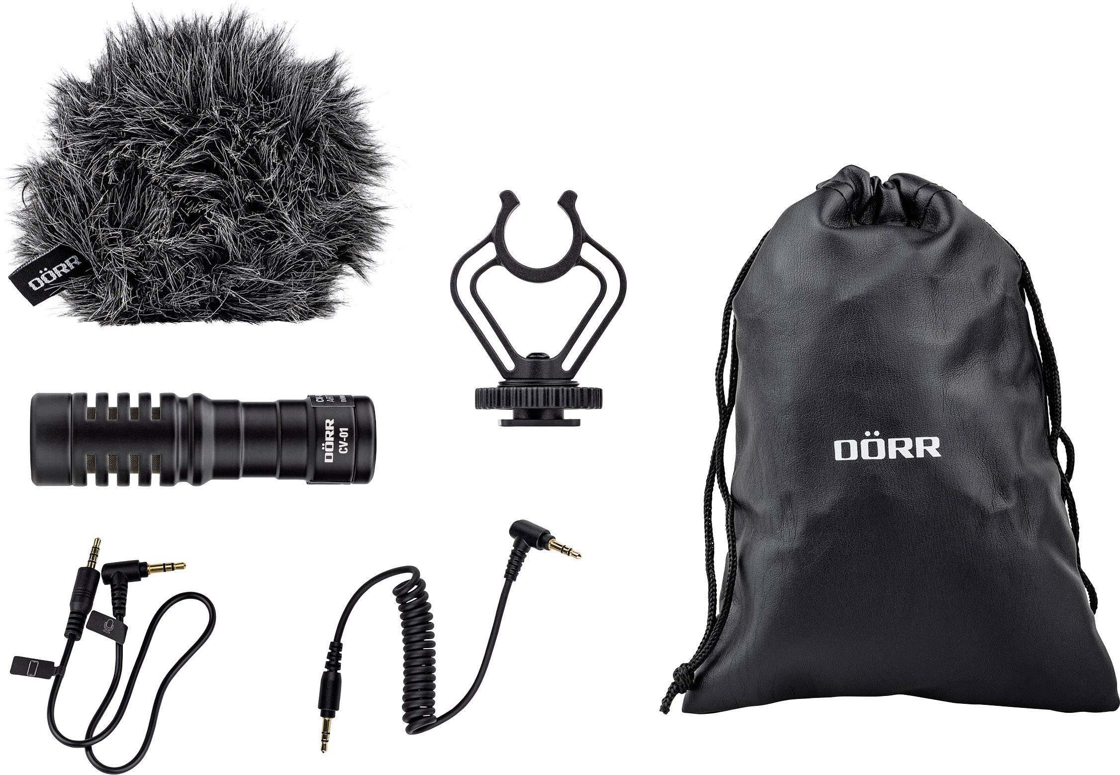 DÖRR CV-01 Clip Microphone set incl. pop filter, incl. cable, Hot shoe mount Microphone TRS (3.5 mm jack), Microphone TR-3