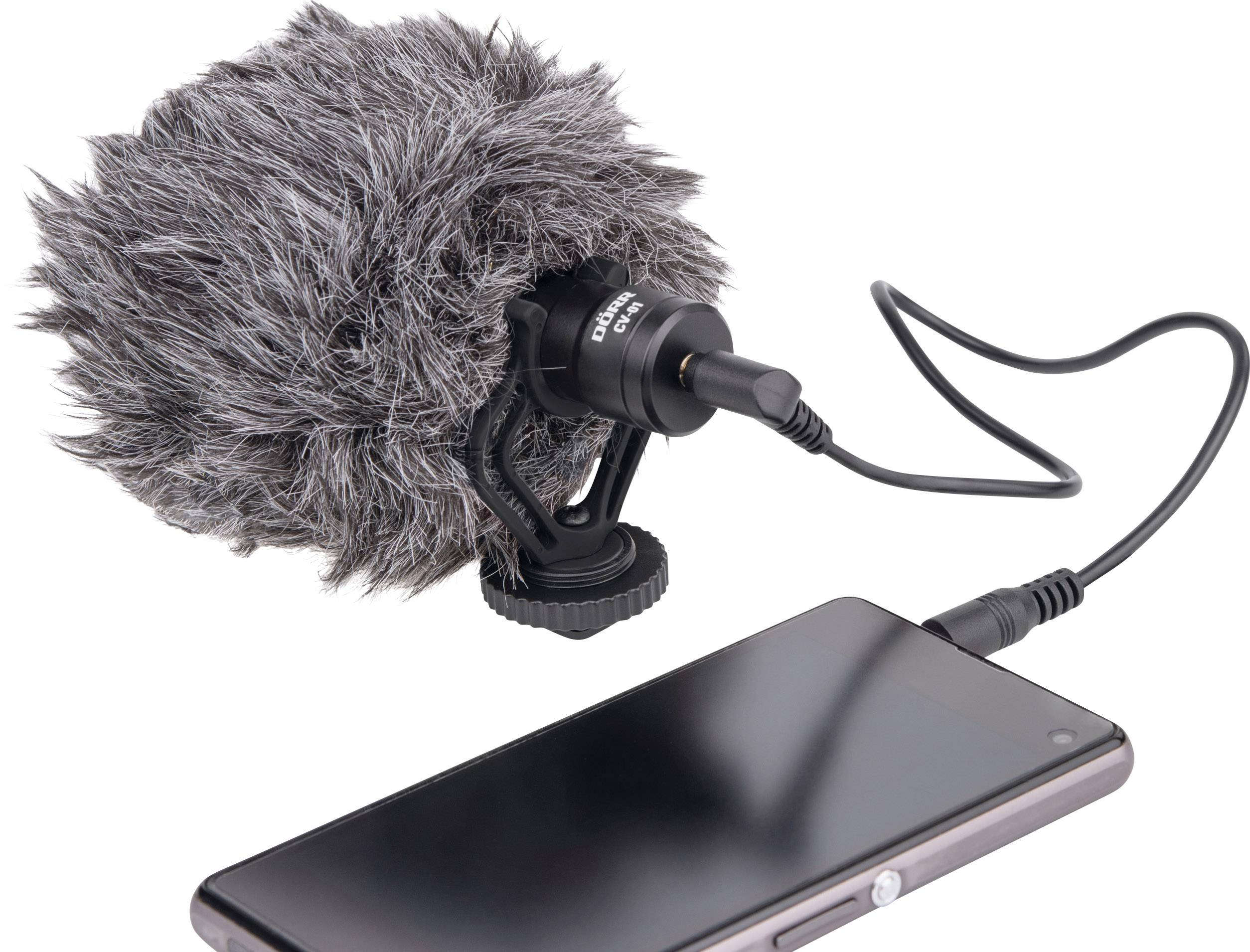 DÖRR CV-01 Clip Microphone set incl. pop filter, incl. cable, Hot shoe mount Microphone TRS (3.5 mm jack), Microphone TR-6