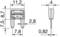 Technical drawing of an electrical component with dimensions: 11.2 x 8.7 x 2.8 mm. Shows front view and side view with details.