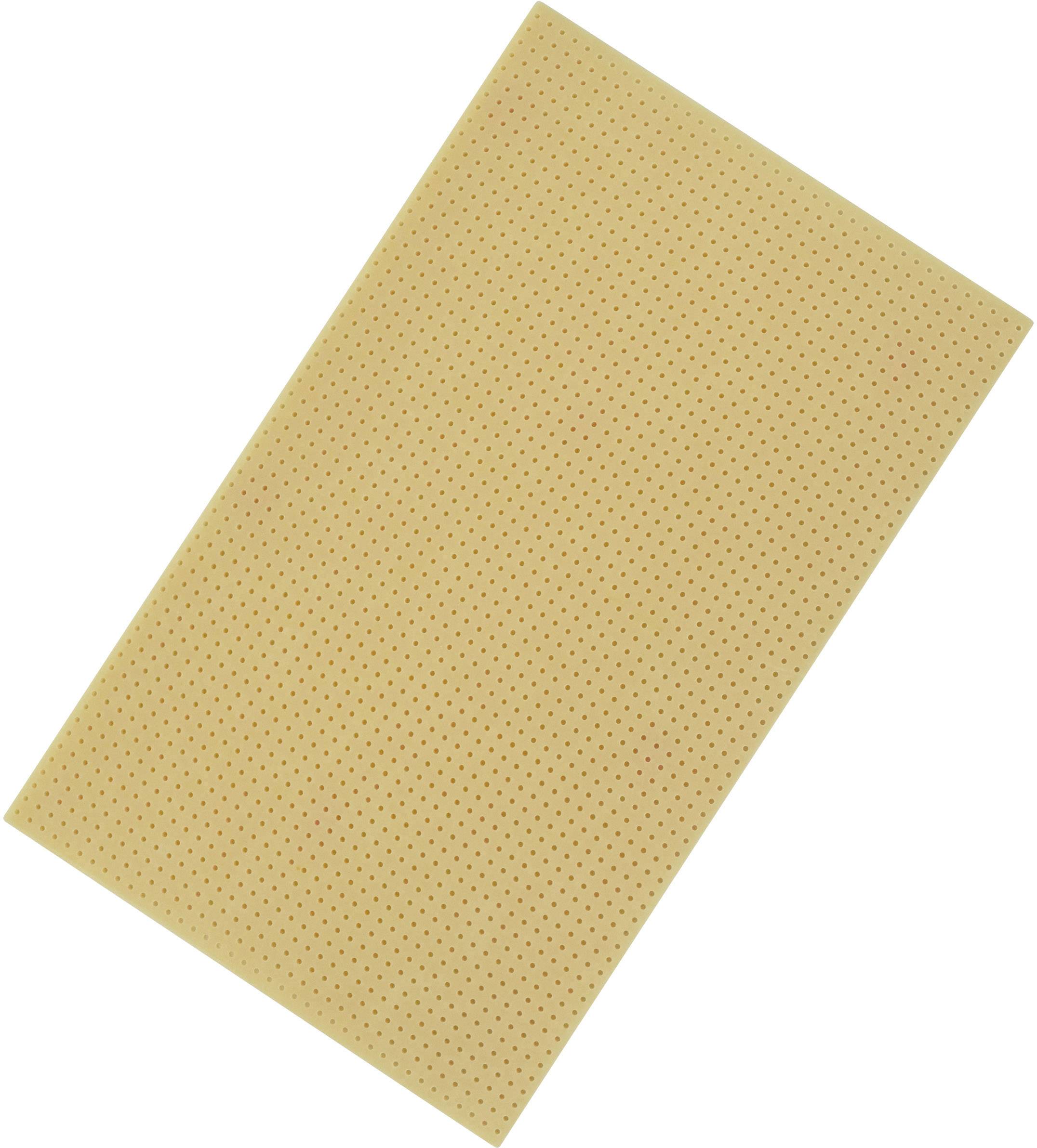 A rectangular, beige perforated prototype board with regular rows of small holes, used for developing electronic circuits.