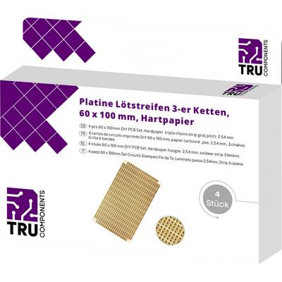 TRU COMPONENTS Eurocard PCB Phenolic paper (L x W) 100 mm x 60 mm 35 µm Contact spacing 5.08 mm Content 4 pc(s)-0