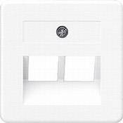White network socket with two connections and a central screw hole on the top surface.