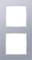 Grey double frame for two light switches, rectangular, simple design.