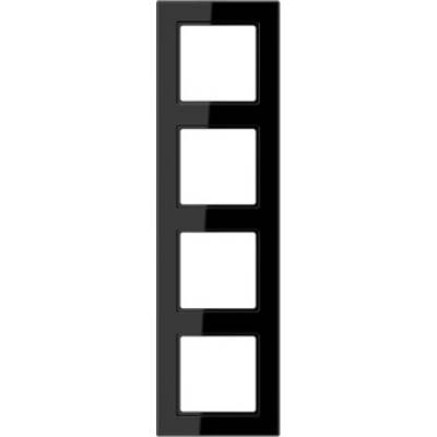 Black glossy frame with five square cut-outs, vertically arranged.