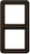 Brown plastic double frame, suitable for two square sockets or switches, with a minimalist design.