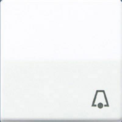 White doorbell with small bell symbol at the bottom right.