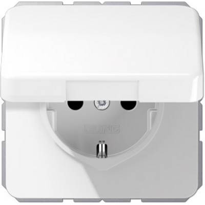 White socket with protective cover in closed position.