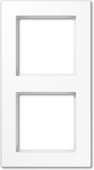 Double plastic frame for wall mounting, suitable for two sockets or switches.