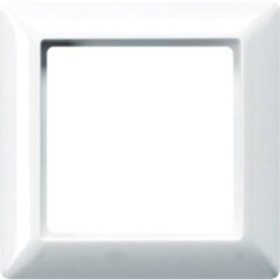 Square, white light switch surround, empty in the centre, against a white background.