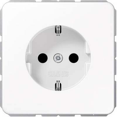 White European socket on a wall, without connected cables or devices.