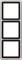 'Triple rectangular frame for switches or sockets with silver edging and black inner border.'