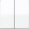 A white, double rocker switch with a discreet dividing line in the middle, suitable for controlling lights or devices in rooms.