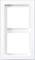 Double white light switch frame without switch modules, vertically arranged.