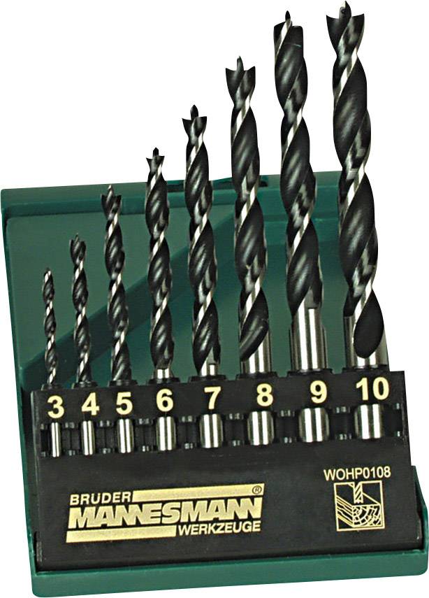 Brüder Mannesmann M54308 Wood twist drill bit set 8-piece 3 mm, 4 mm, 5 mm, 6 mm, 7 mm, 8 mm, 9 mm, 10 mm 1 pc(s)