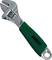 Adjustable spanner with green handle, calibrated to 8 mm, with an inscription on the handle.