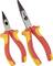 Two red and yellow pliers with insulated handles. One has long, narrow jaws, the other shorter, more robust jaws.