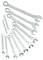 A set of twelve silver spanner wrenches in various sizes. They are laid flat and staggered, sorted from small to large.