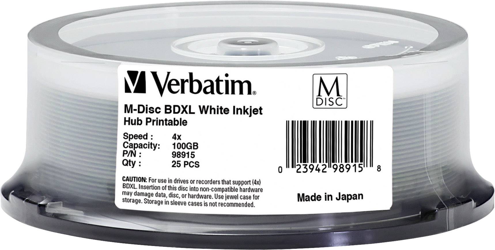 Verbatim 98915 Blank M-Disc Blu-ray XL DVD 100 GB 25 pc(s) Spindle Printable
