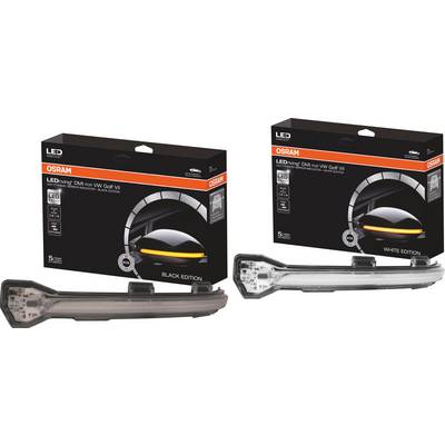 'Two OSRAM LED daytime running light units for VW Golf VII, one in black, the other in white, with an image of each light.'