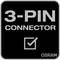 'Three-Pin Connector' label on a black background with a white tick symbol and OSRAM logo in the bottom right corner.