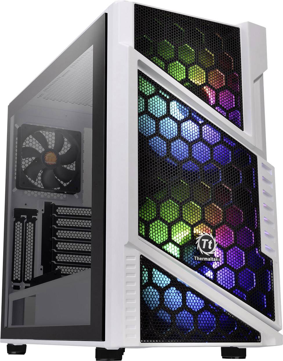 Thermaltake Commander C31 TG Midi tower PC casing, Game console casing White, Black 2 built-in LED fans, Built-in fan, Window, LC compatibility, Dust filter,