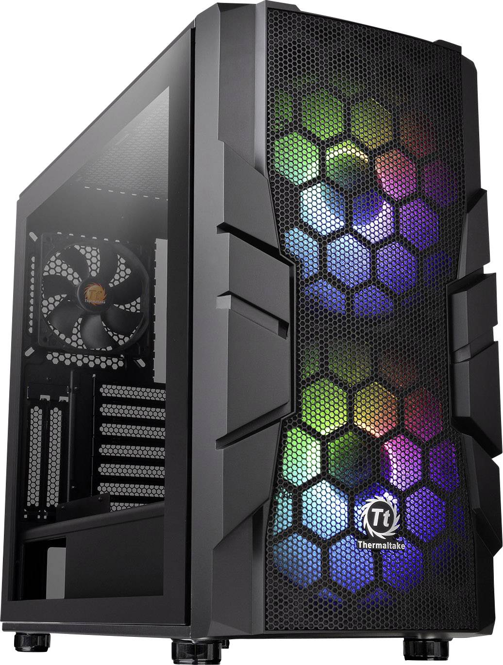 Thermaltake Commander C33 TG Midi tower PC casing, Game console casing Black 2 built-in LED fans, Built-in fan, LC compatibility, Window, Dust filter,