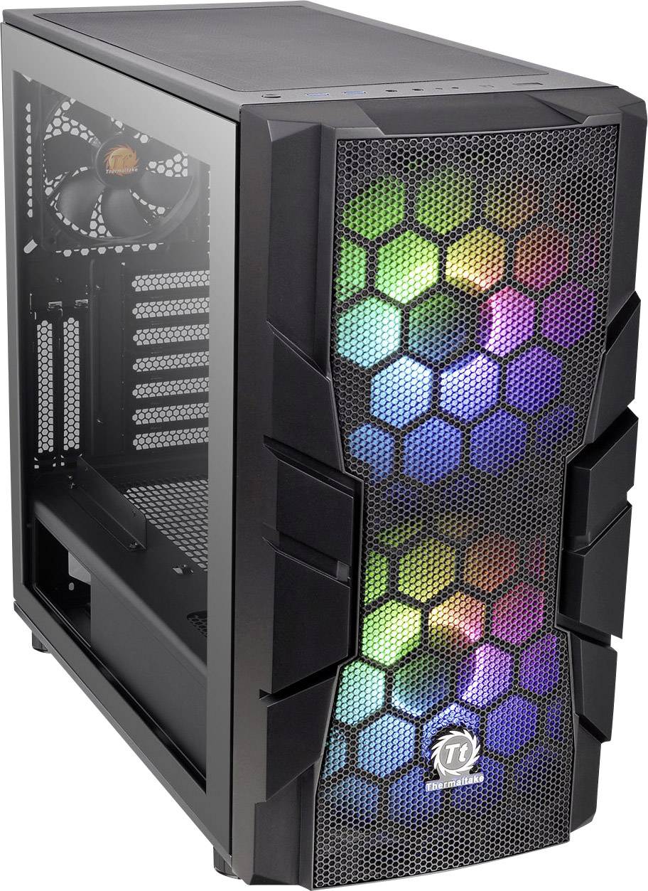 Thermaltake Commander C33 TG Midi tower PC casing, Game console casing Black 2 built-in LED fans, Built-in fan, LC compa-9