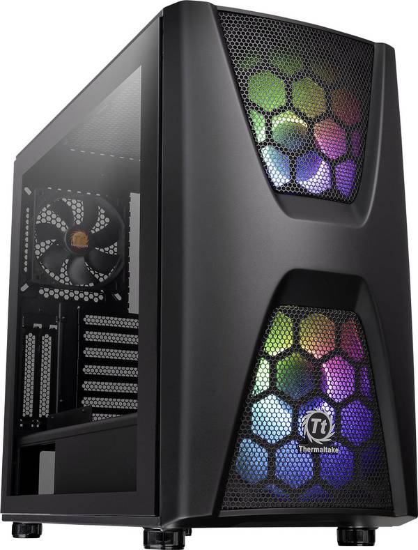 Thermaltake Commander C34 TG Midi tower PC casing, Game console casing Black 2 built-in LED fans, Built-in fan, LC compatibility, Window, Dust filter, Tool-free HDD bracket