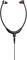 Black stethoscope with two earpieces, one with red and one with white accents, suitable for medical diagnoses.